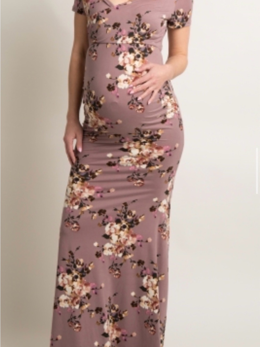 Pinkblush Dusty Rose Floral Wrap Maternity Dress